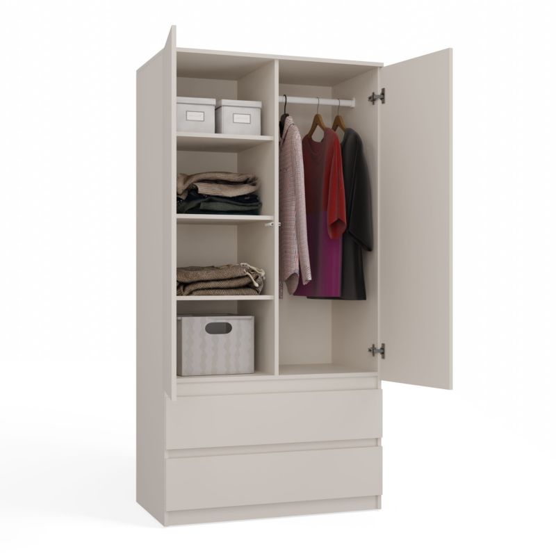 Topeshop SS-90 garderobeskab med spejl Kasjmirsand 50x90x180 cm 1 stk.