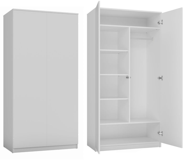 Topeshop skab med døre og hylder SD-90 hvid garderobe 50x90x180 cm 1 stk.