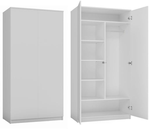 Topeshop skab med døre og hylder SD-90 hvid garderobe 50x90x180 cm 1 stk.