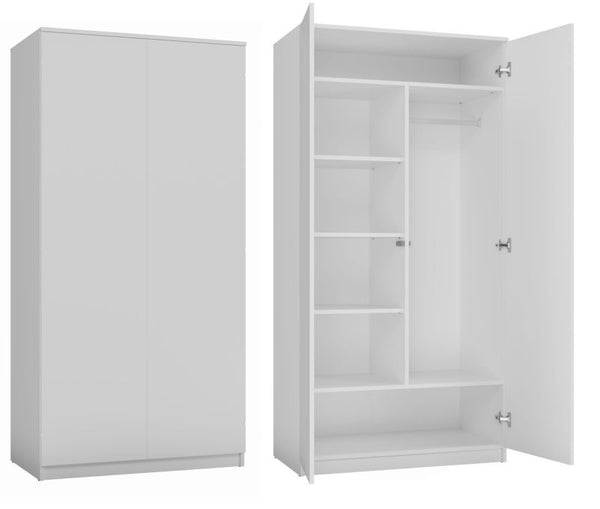 Topeshop skab med døre og hylder SD-90 hvid garderobe 50x90x180 cm 1 stk.