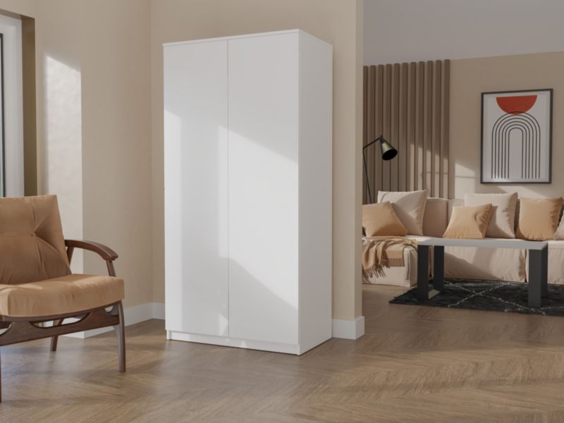 Topeshop skab med døre og hylder SD-90 hvid garderobe 50x90x180 cm 1 stk.