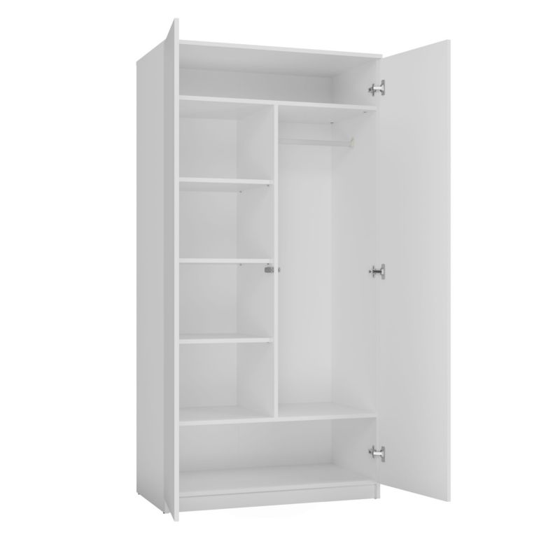 Topeshop skab med døre og hylder SD-90 hvid garderobe 50x90x180 cm 1 stk.