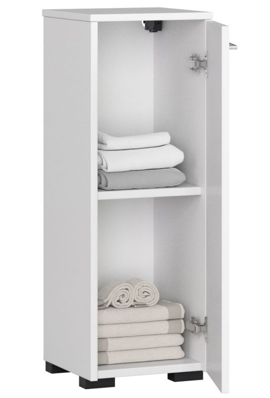 Akord Fin hvidt badeværelsesskab 30 cm med 1 dør, mat hvid, 2 hylder, 30x30x82 cm, 1 stk.
