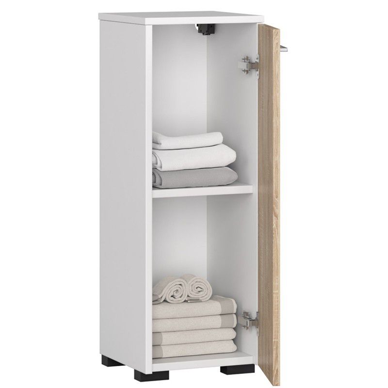 Akord Fin badeværelsesskab hvid 30 cm 1 dør i mat sonoma eg med 2 hylder 30x30x82 cm 1 stk.