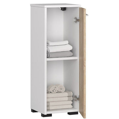 Akord Fin badeværelsesskab hvid 30 cm 1 dør i mat sonoma eg med 2 hylder 30x30x82 cm 1 stk.