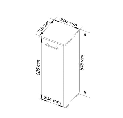 Akord Fin badeværelsesskab hvid 30 cm 1 dør i mat sonoma eg med 2 hylder 30x30x82 cm 1 stk.