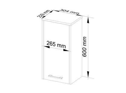 Akord Fin badeværelsesskab hvid 30 cm 1 dør grafitgrå mat 2 hylder 30x22,5x60 cm 1 stk.