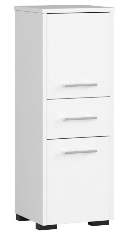 Akord Fin hvid badeværelsesskab 30 cm 2 døre 1 skuffe mat hvid farve 3 hylder 30x30x85 cm 1 stk.