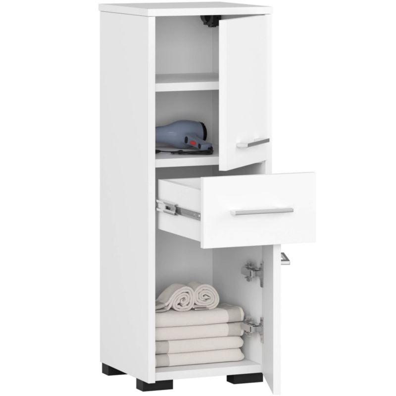 Badeværelsesskab med 2 døre og 1 skuffe 30x30x85 cm Hvid mat | 5901738164031