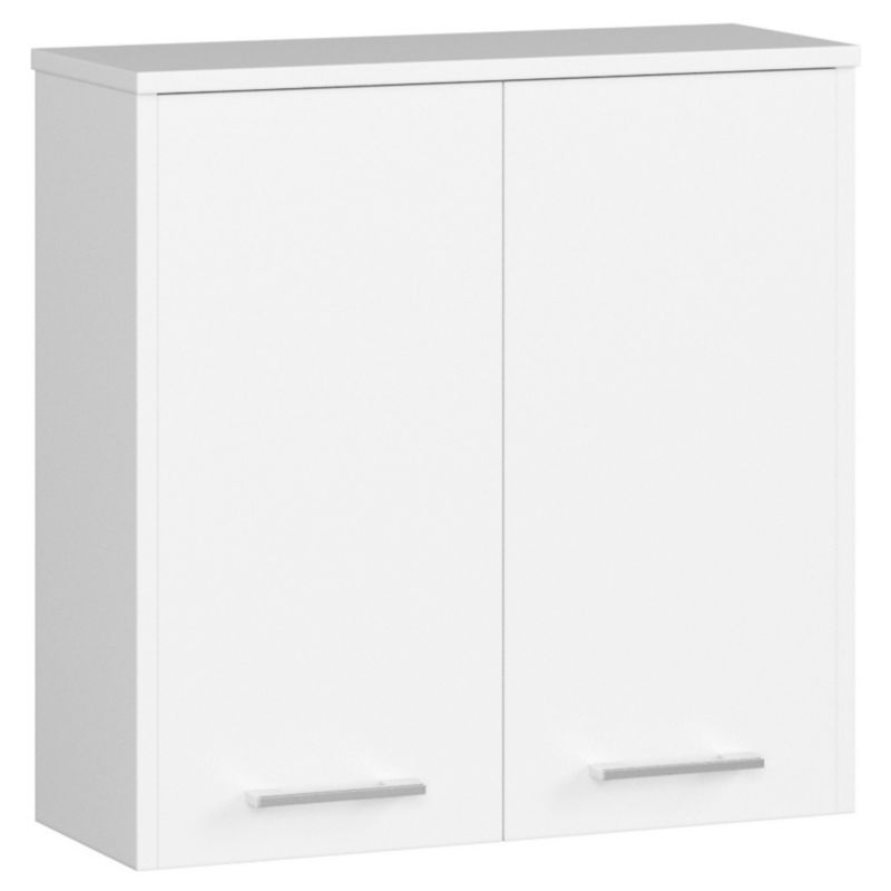 Akord Fin hvid badeværelsesskab 60 cm med 2 døre, mat hvid, 2 hylder, 60x22,5x60 cm, 1 stk.