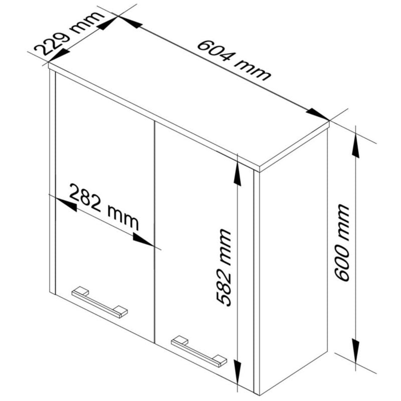 Akord Fin hvid badeværelsesskab 60 cm med 2 døre, mat hvid, 2 hylder, 60x22,5x60 cm, 1 stk.