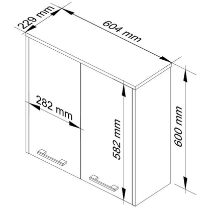 Akord Fin hvid badeværelsesskab 60 cm med 2 døre, mat hvid, 2 hylder, 60x22,5x60 cm, 1 stk.