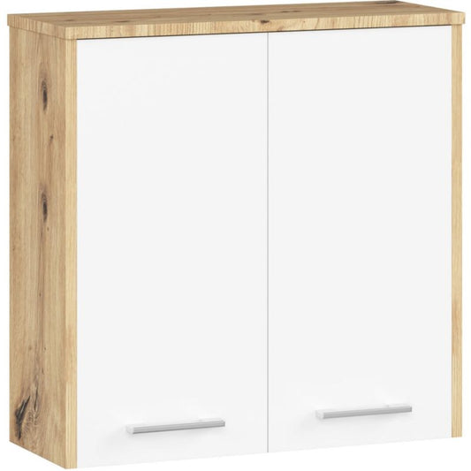 Hængeskab til badeværelse Akord Fin Artisan Eg 60 cm, 2 døre, mat hvid, 2 hylder, 60x22,5x60 cm, 1 stk.