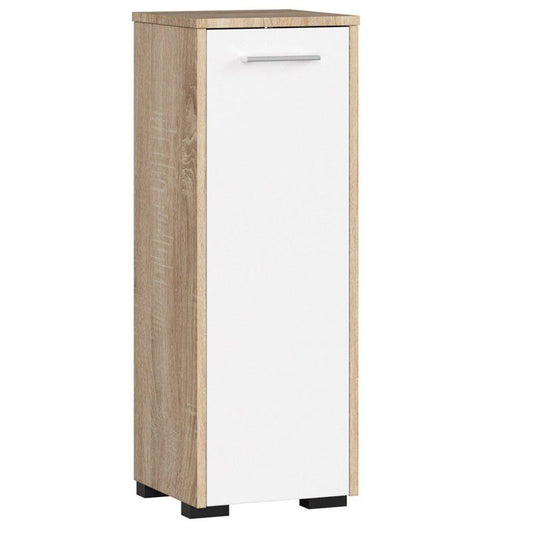 Akord Fin badeværelsesskab i mat hvid med Sonoma egetræ 30 cm, 1 dør, 2 hylder, 30x30x82 cm, 1 stk.