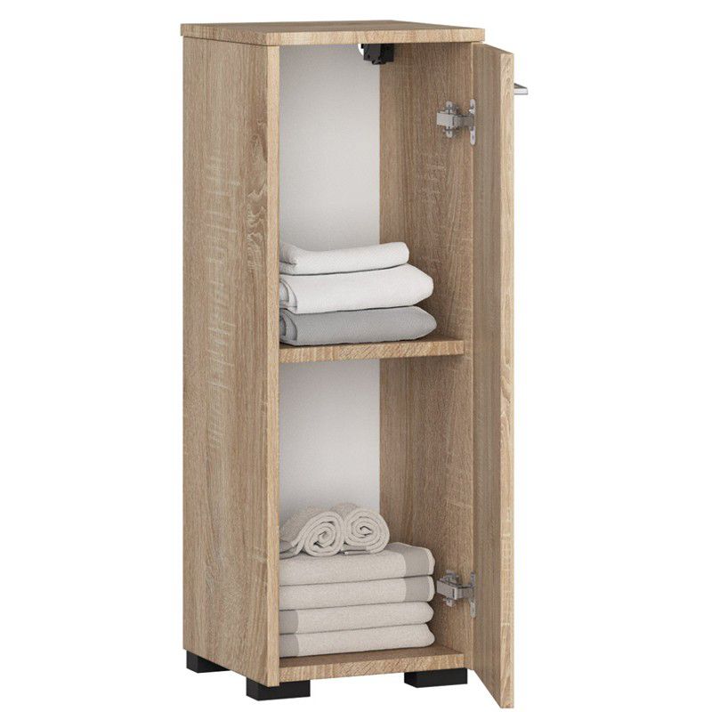 Akord Fin badeværelsesskab i Sonoma eg 30 cm med 1 dør, mat Sonoma eg farve, 2 hylder, 30x30x82 cm, 1 stk.