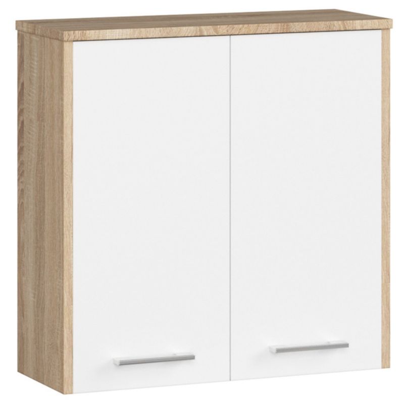 Akord Fin badeværelsesskab i Sonoma eg 60 cm, 2 døre, mat hvid, 2 hylder, 60x22,5x60 cm, 1 stk.