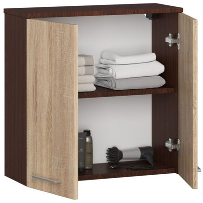 Akord Fin Wenge badeværelsesskab 60 cm 2 døre i mat Sonoma eg med 2 hylder 60x22,5x60 cm 1 stk.