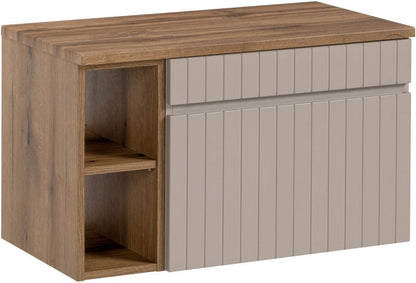 Badeværelsessæt Væghængt 80 cm Beige/Eg med Blød Lukning