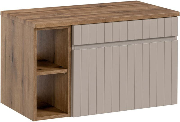 Badeværelsessæt Væghængt 80 cm Beige/Eg med Blød Lukning