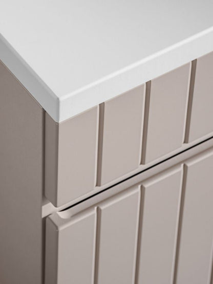 Badeværelsessæt Væghængt 80 cm Beige/Eg med Blød Lukning