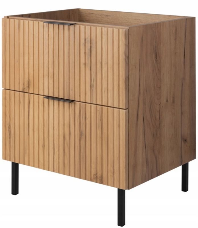 Badeværelsesskab 60 cm Egetræ Craft Riflet med Ben FLOW 1 stk.