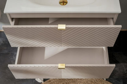Væghængt Badeværelsesskab 60 cm Kashmir Fræset Front 2 Skuffer