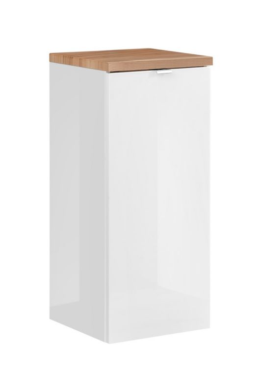 Badeværelsesskab 35x80 cm Hvid Højglans med Vasketøjskurv Capri