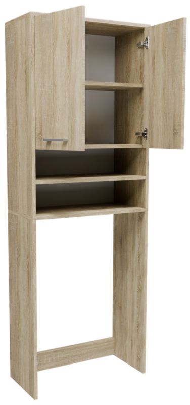 Badeværelsesskab over Vaskemaskine 64x30x180 cm Egetræ Sonoma 1 stk. | 5906412307483