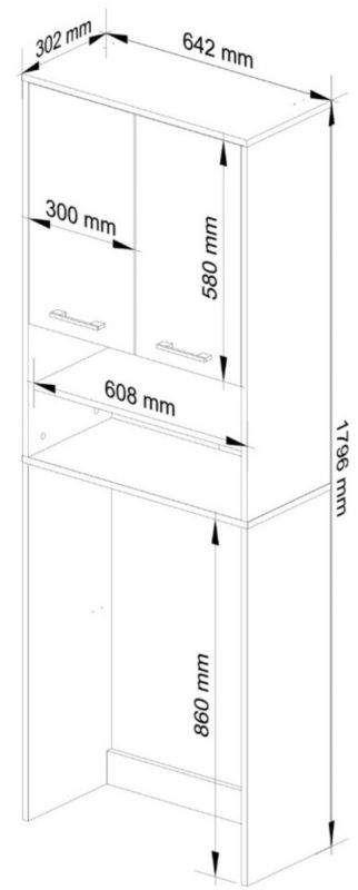 Badeværelsesskab over Vaskemaskine 64x30x180 cm Egetræ Sonoma 1 stk. | 5906412307483