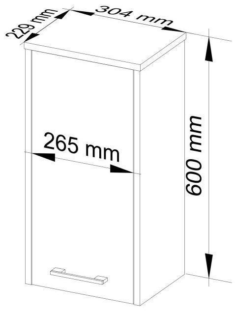Badeværelsesskab Hængende 30 cm Hvid 60x30x22,9 cm