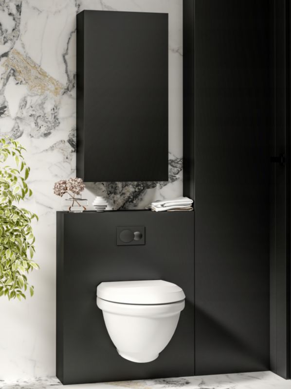 Toiletskab 50 cm Sort Mat 3 Hylder | 5901042111226