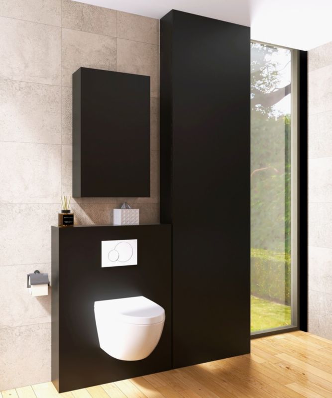 Toiletskab 50 cm Sort Mat 3 Hylder | 5901042111226