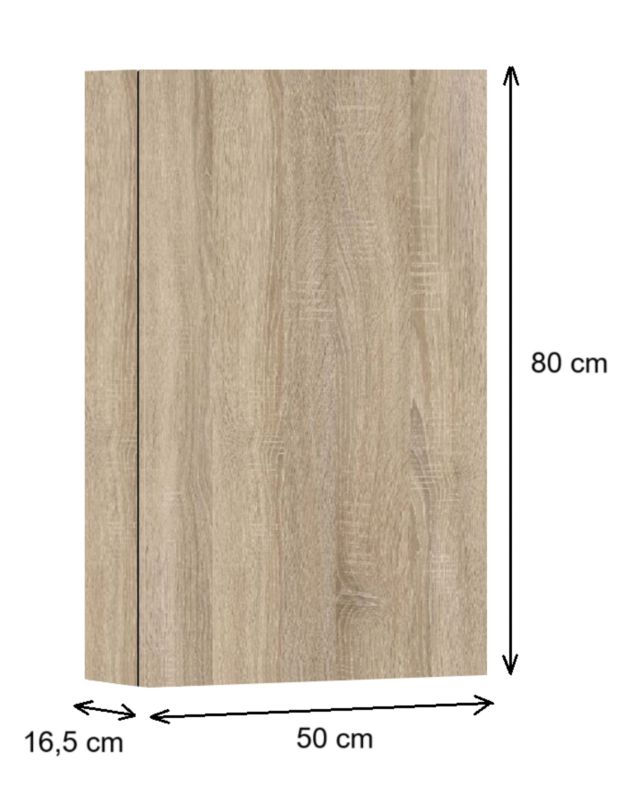 Badeværelsesskab over toilet 50 cm Egetræ Sonoma 1 stk.