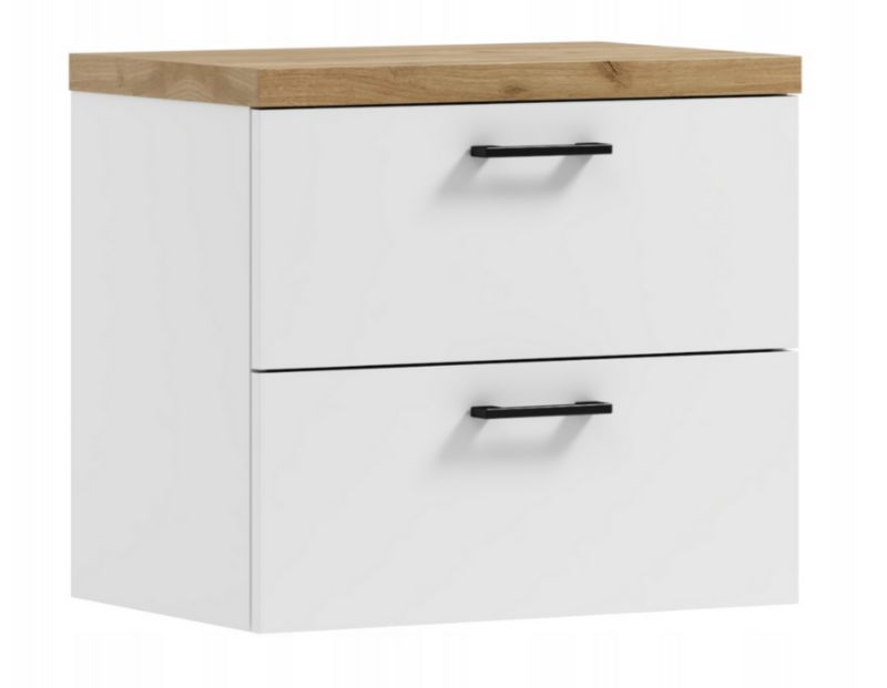 Underskab 50 cm Hvid/Dyb Craft Guld 2 Skuffer