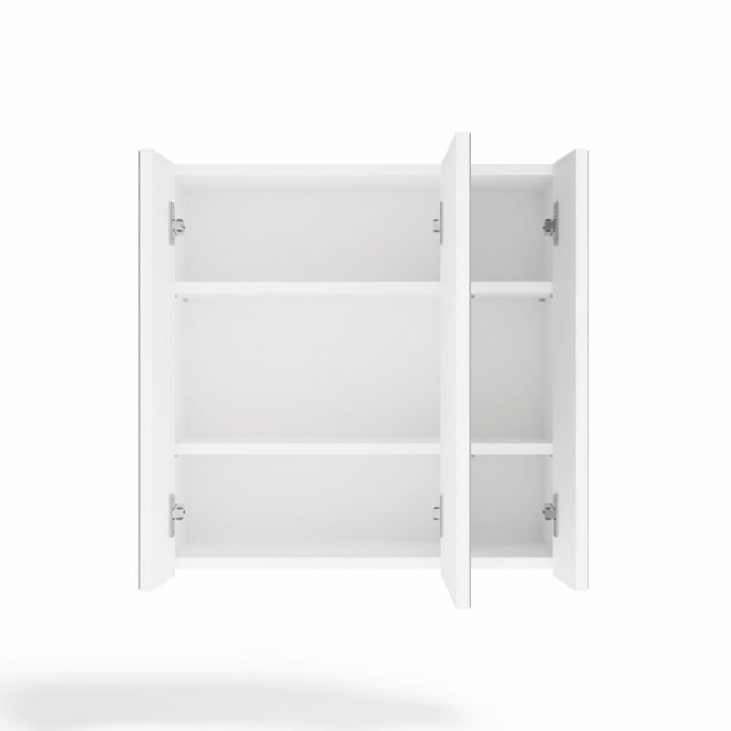 Væghængt Badeværelsesskab Pola 3L med 3 Spejle Hvid 60x60x22 cm