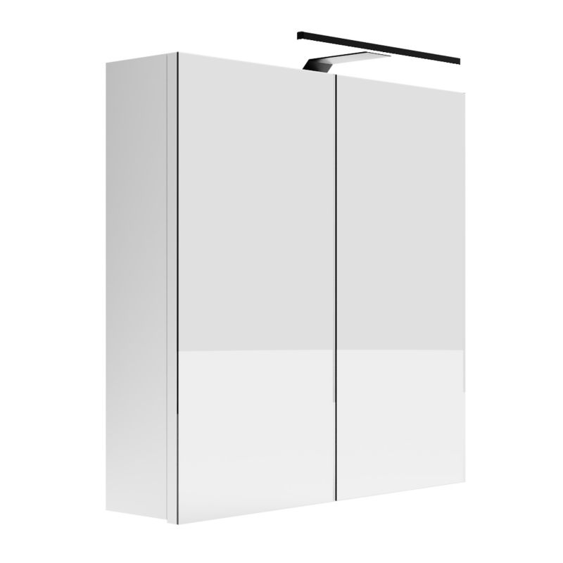Badeværelsesskab Hængende med Spejl og LED-lys Elza Hvid 60x70x14 cm