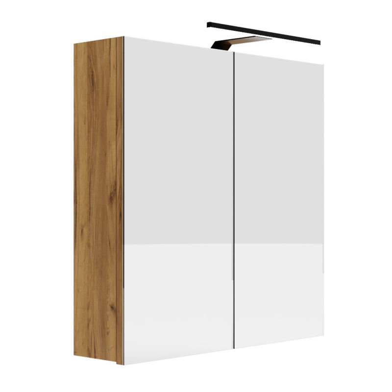 Badeværelsesskab med Spejl og LED-lys 60x60x14 cm Złoty Craft