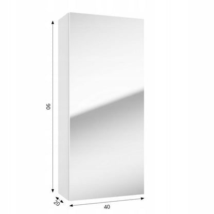 Hængende Spejlskab 40x90x20 cm Hvid Højglans 3 Glasplader Soft Close