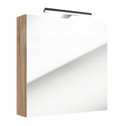 Badeværelsesskab med Spejl 60x60x15 cm Eg Craft Guld LED Lampe | 5906530496625