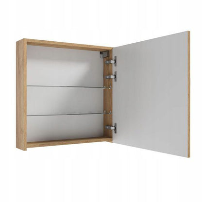 Badeværelsesskab med Spejl 60x60x15 cm Eg Craft Guld LED Lampe | 5906530496625