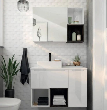 Spejlkabinet Hængende 60x60 cm Hvid med 2 Døre og 1 Hylde