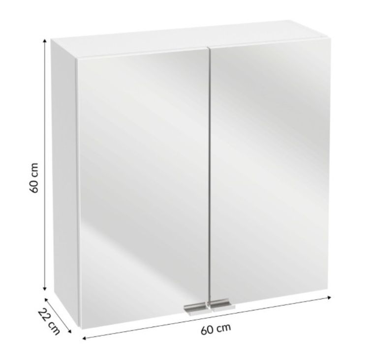 Spejlkabinet Hængende 60x60 cm Hvid med 2 Døre og 1 Hylde