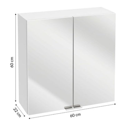 Spejlkabinet Hængende 60x60 cm Hvid med 2 Døre og 1 Hylde