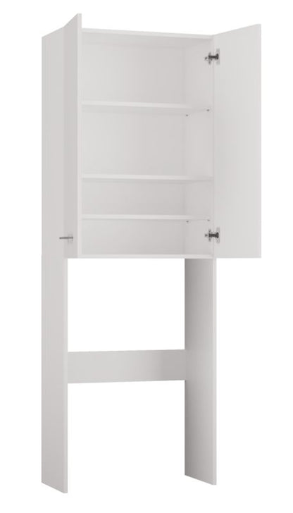 Topeshop Badeværelsesskab over vaskemaskine Pola DD Hvid 64x30x180 cm