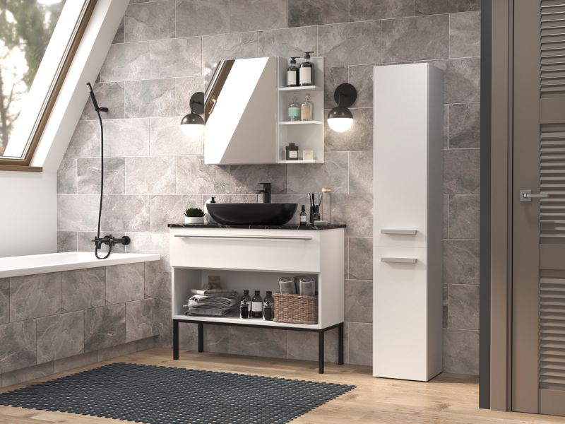 Badeværelsesskab NEL IV 30x31x174 cm Mat Hvid | 5904507201319
