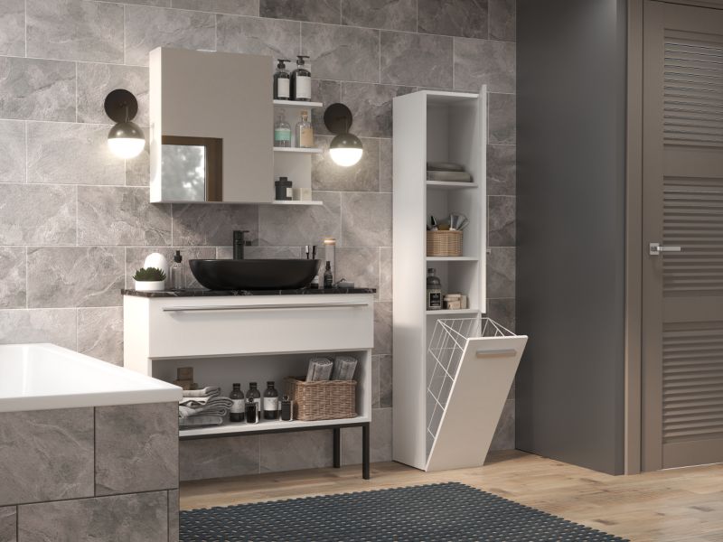 Badeværelsesskab NEL IV 30x31x174 cm Mat Hvid | 5904507201319