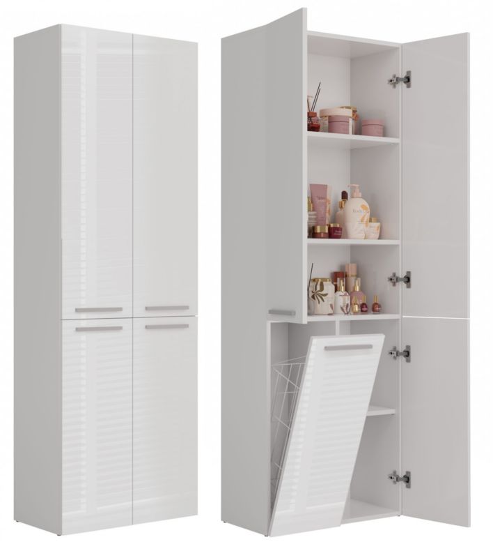 Badeværelsesskab Nel DD 1K 60x30x174 cm Hvid Højglans