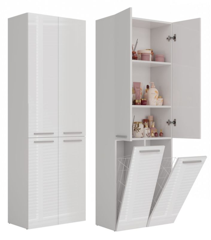 Badeværelsesskab Nel DD 2K 60x30x174 cm Hvid Højglans