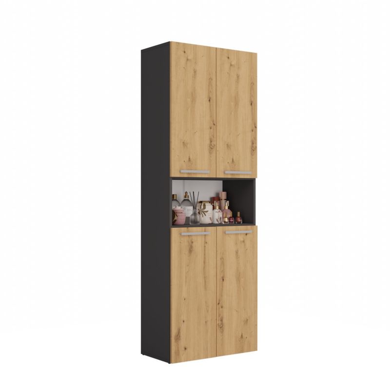 Badeværelsesskab Nel DK 1K 30x60x174 cm Antracit og Artisan Eg
