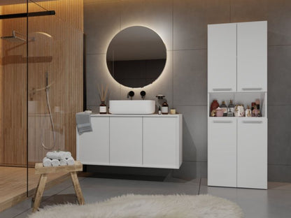 Badeværelsesskab Nel DK 1K 60x30x174 cm Hvid Mat med Vasketøjskurv
